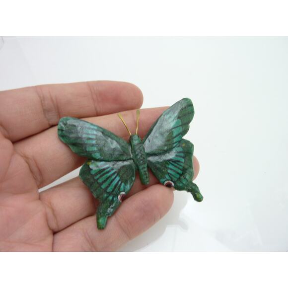 Vintage Hand Made Wood Boho Butterfly Brooch Pin - Picture 5 of 5